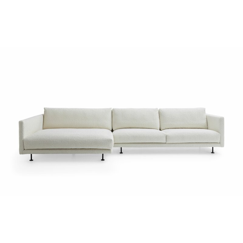 Ecksofa Cuneo Klassik - Longchair links, 2-Sitzer, Boucle, Creme