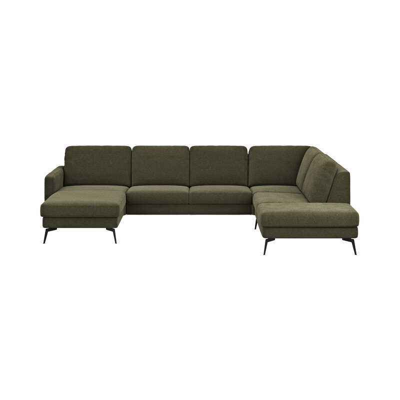 Wohnlandschaft Enna - Longchair links, 2,5-Sitzer, Ecke rechts, Stoff, Olive