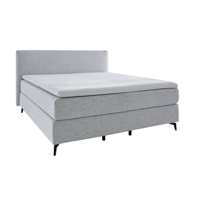 Boxspringbett Delia - Liegefläche ca. 180x200 cm, Stoff, Ecru