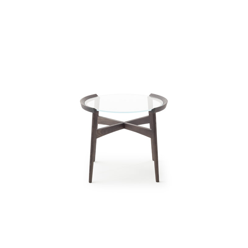 Beistelltisch Loretto - Rund 56 cm, Glasplatte, Gestell Dunkelbraun