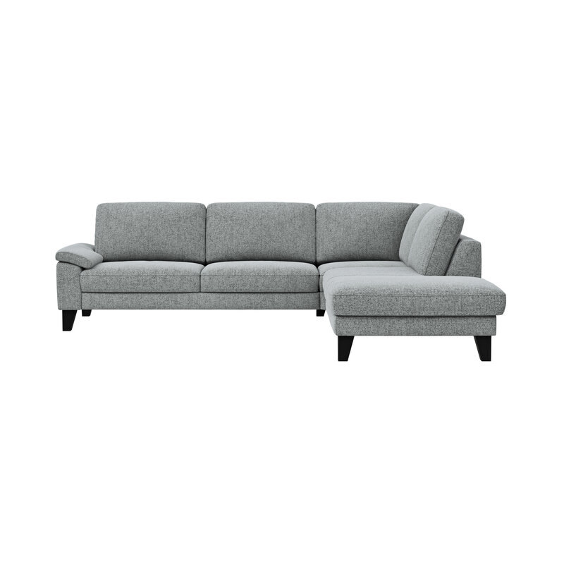 Ecksofa Oviedo - 2,5-Sitzer mit Ecke rechts, Stoff, Hellgrau