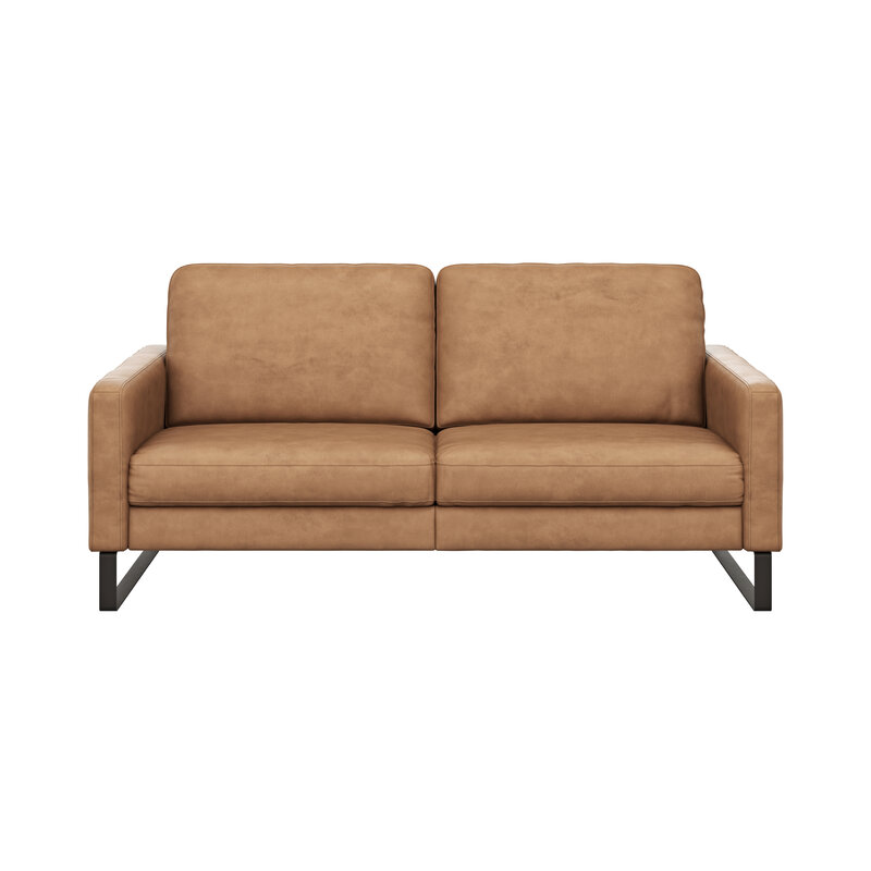 Sofa Enna - 3-Sitzer, Armlehne A, Leder, Cognac Kufe, Schwarz