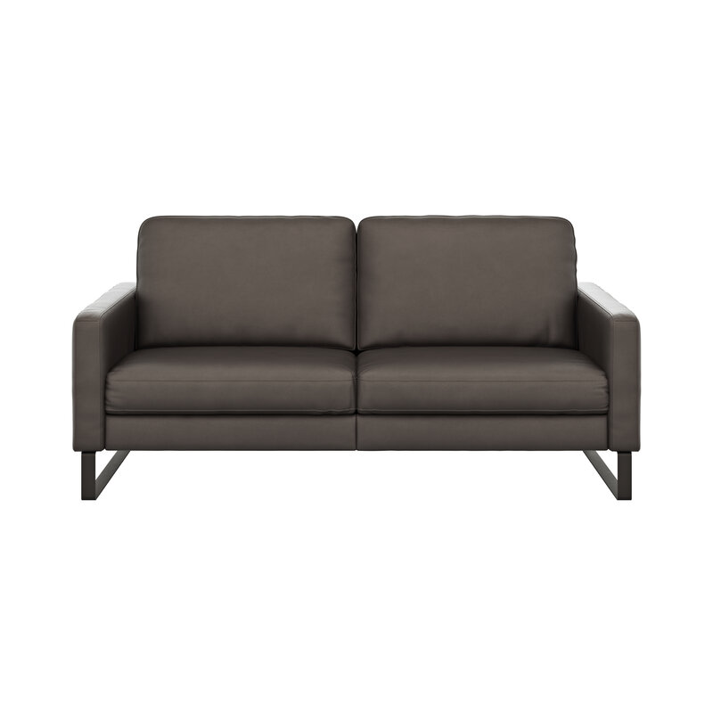 Sofa Enna - 3-Sitzer, Armlehne A, Leder, Schwarz, Kufe, Schwarz