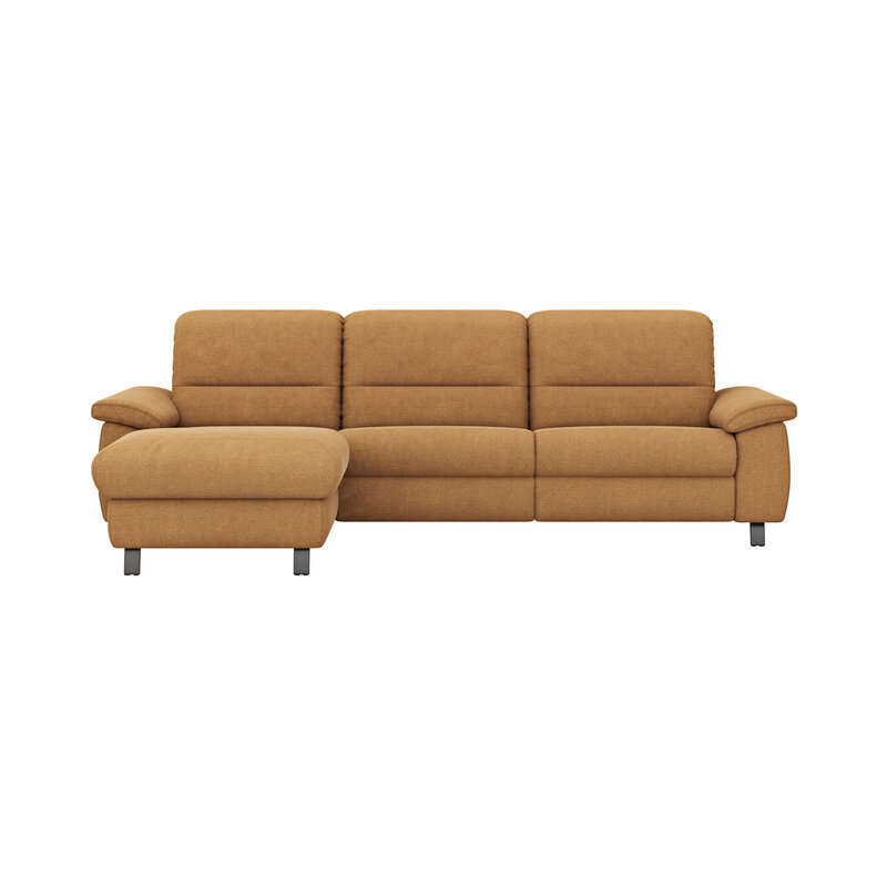 Ecksofa Cornella Classic - Longchair links mit 2-Sitzer, Stoff, Curry