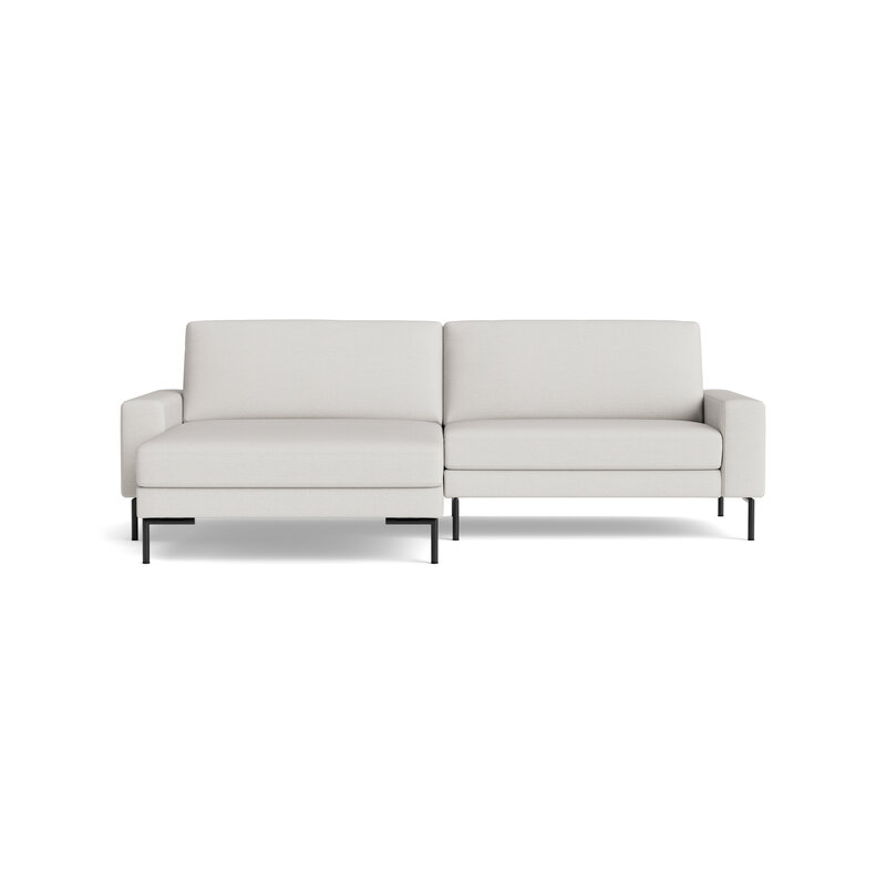 Ecksofa Enna - Longchair mit 1,75-Sitzer inkl. motorischem Sitzvorzug, Stoff, Offwhite