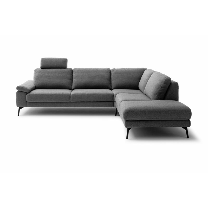 Ecksofa Enna - 3-Sitzer mit Ecke rechts, Stoff, Kiesel