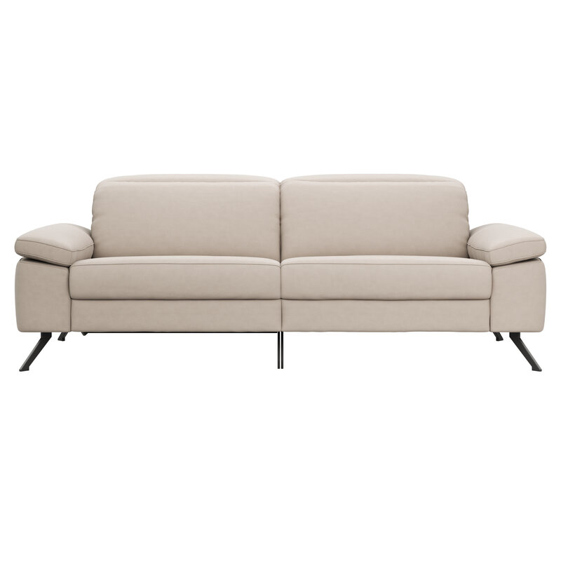 Sofa Rafaela 2.0 - 2,5-Sitzer inkl. 1x Relaxfunktion und Kopfteile verstellbar, Leder, Champagner
