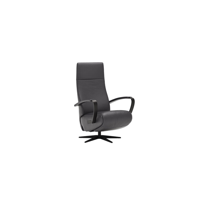 Relaxsessel Girona - Relaxfunktion (motorisch), Leder, Schwarz