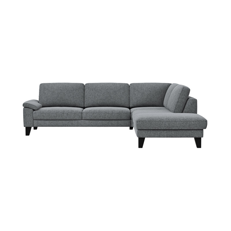 Ecksofa Oviedo - 2,5-Sitzer mit Ecke rechts inkl. Drehsitz, Stoff, Grau