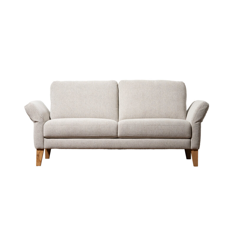 Sofa Enna - 3,5-Sitzer mit verstellbarer Armlehne, Stoff, natur, Holzfüße