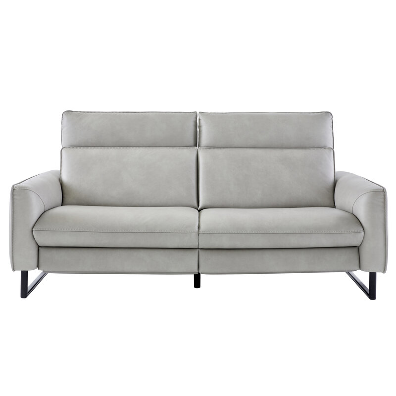 Sofa Avela - 3-Sitzer inkl. Relaxfunktion und Kopfteil verstellbar motorisch, Leder, Steingrau