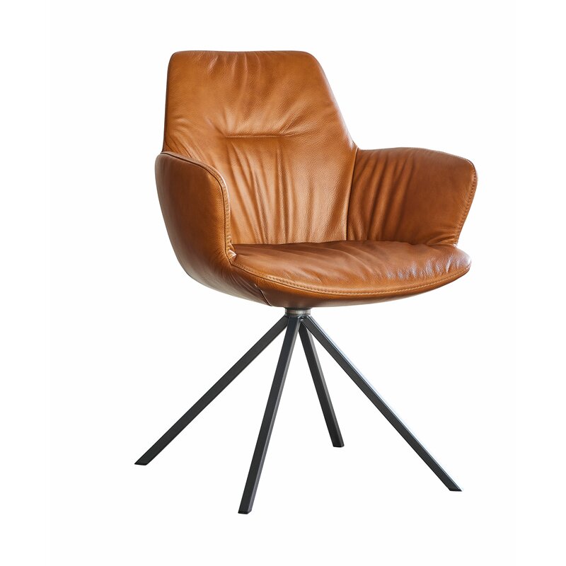 Armlehnstuhl Pegara - Leder, Cognac