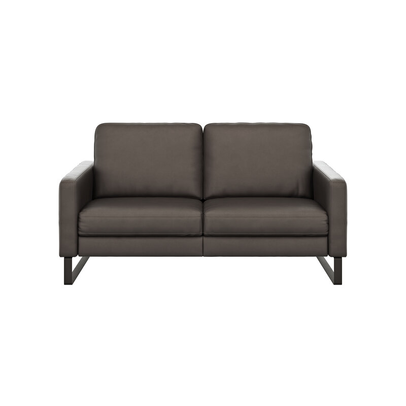 Sofa Enna - 2,5-Sitzer, Armlehne A, Leder, Schwarz, Kufe, Schwarz