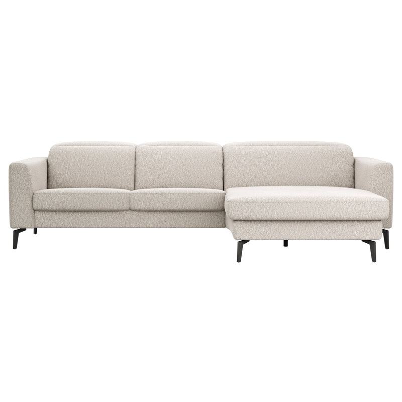 Ecksofa Rafaela 2.0 - 2,5-Sitzer mit Longchair rechts inkl. Sitzvorzug, Kopteilverstellung motorisch und Relaxfunktion motorisch im Longchair, Stoff, Champagner