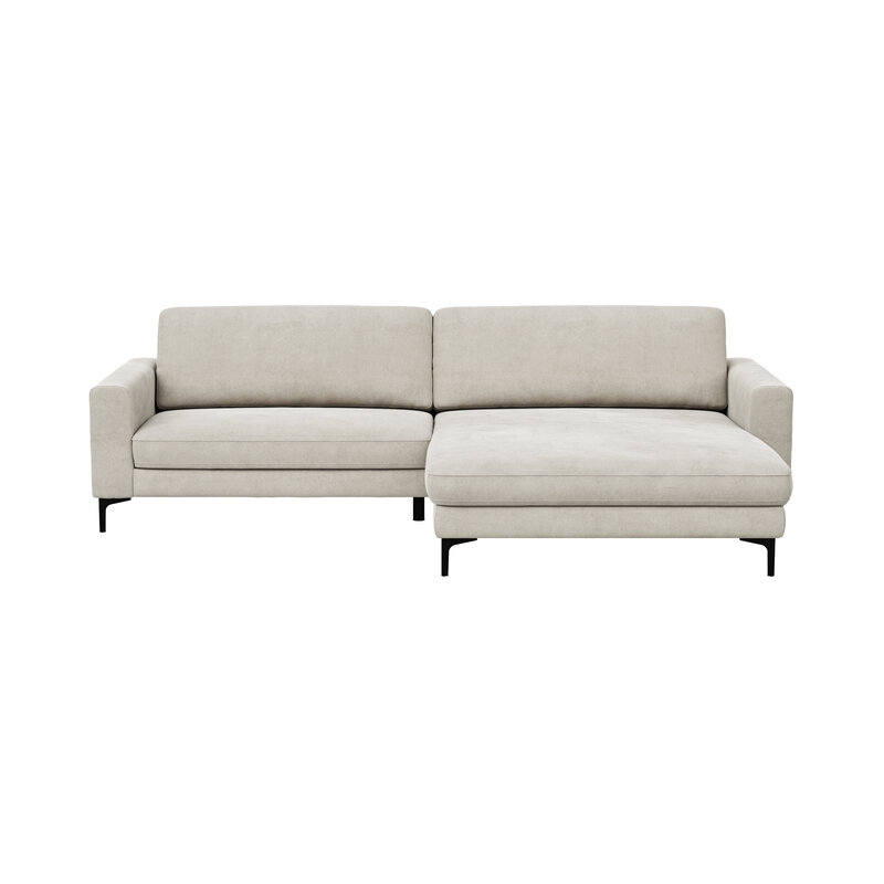 Ecksofa Oviedo - 1,5-Sitzer mit Longchair rechts, Stoff, Natur