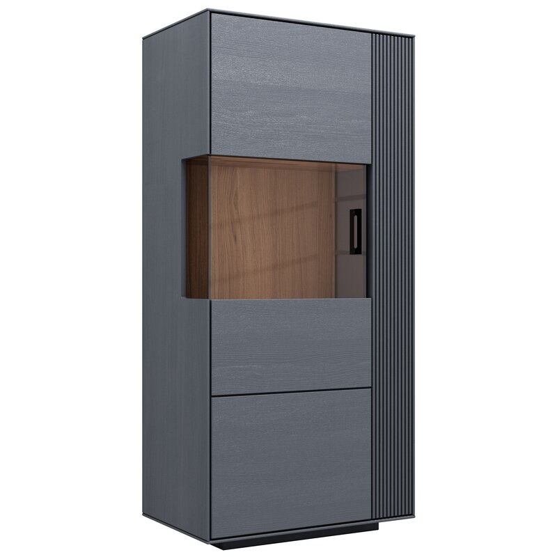 Vitrine Estana - Eiche massiv, Anthrazit