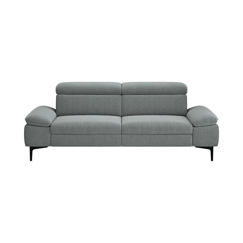 Sofa Felipa - 3-Sitzer inkl. Kopfteil verstellbar, Stoff, Grau