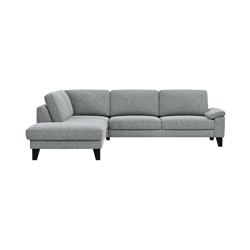 Ecksofa Oviedo - Ecke links mit 2,5-Sitzer inkl. Drehsitz, Stoff, Hellgrau