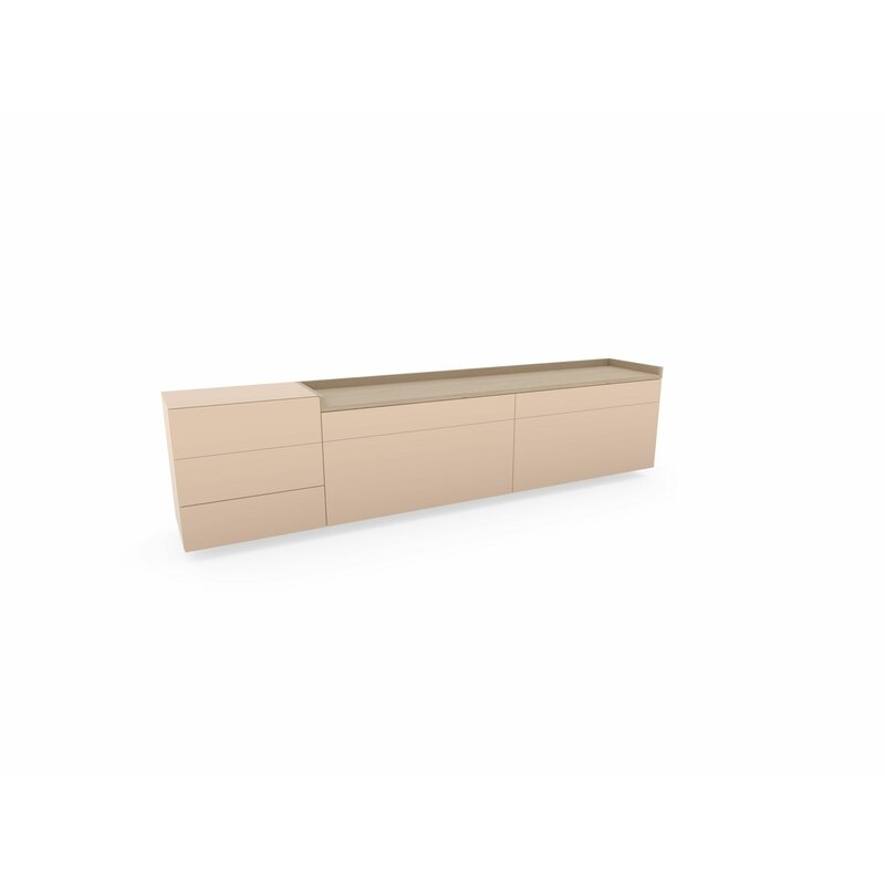 Sideboard Venzone - BHT ca. 234x54x40 cm, Lack, Pfirsich, Eiche