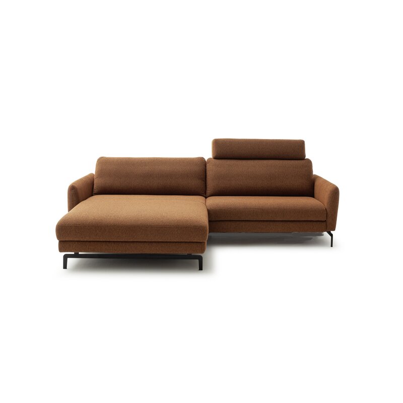 Ecksofa Enna - Longchair links mit 1,75-Sitzer, Stoff, Terracotta