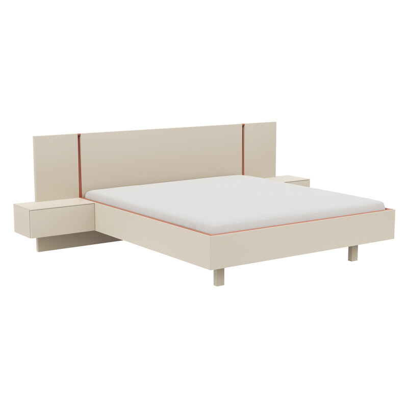 Bettanlage Matera - Lack, Creme, Absetzung, Pfirsich