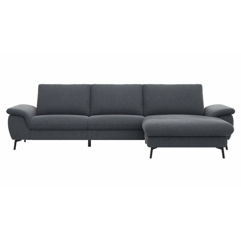 Ecksofa Gotera - 1,5-Sitzer med. + 1,5-Sitzer med. mit Longchair rechts inkl. Rückenlehne verstellbar, Stoff, Anthrazit