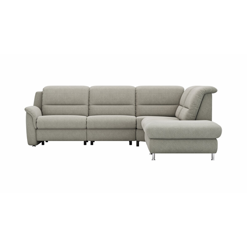 Ecksofa Cornella Plus - 2-Sitzer mit Ecke und Abschlussteil rechts inkl. Relaxfunktion (motorisch) und Kopfteilverstellung, Stoff, Nougat