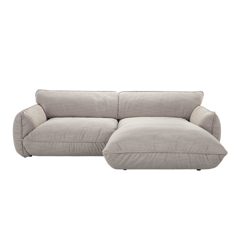 Ecksofa Fluffy - 2,5-Sitzer mit Longchair rechts inkl. Rückenlehne verstellbar, Stoff, Taupe