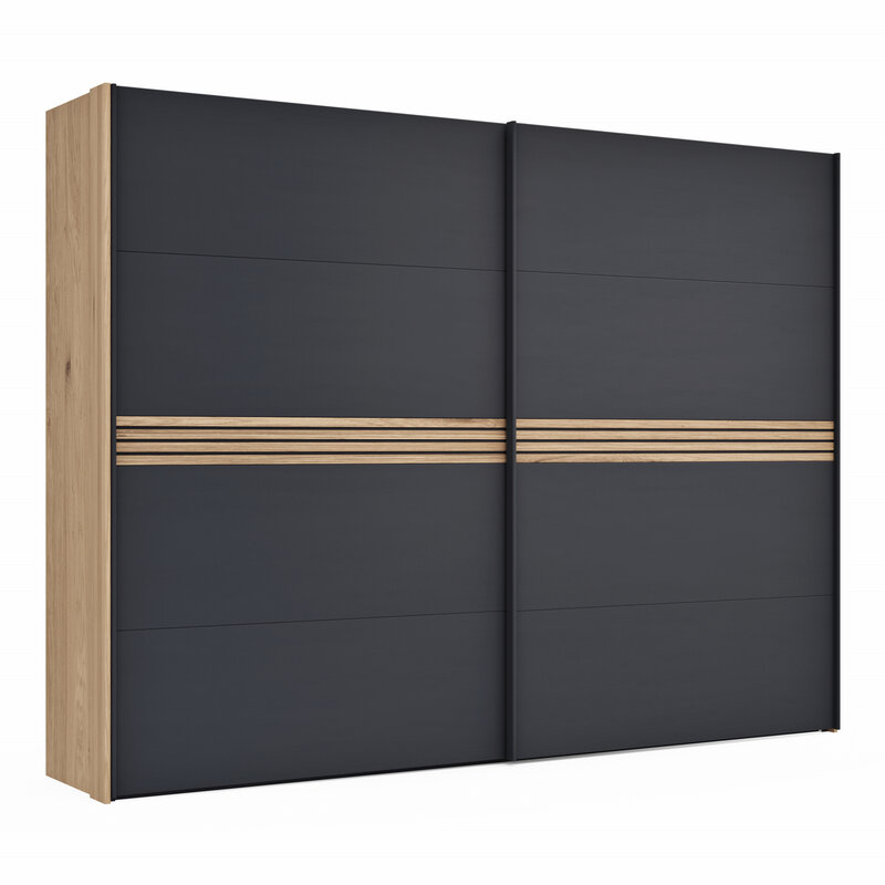 Schwebetürenschrank Viana - BHT ca. 300x230x68 cm, Anthrazit