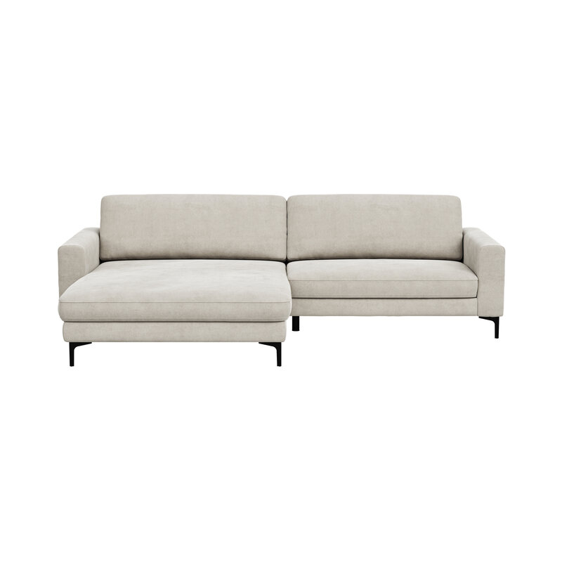 Ecksofa Oviedo - Longchair links mit 1,5-Sitzer, Stoff, Natur