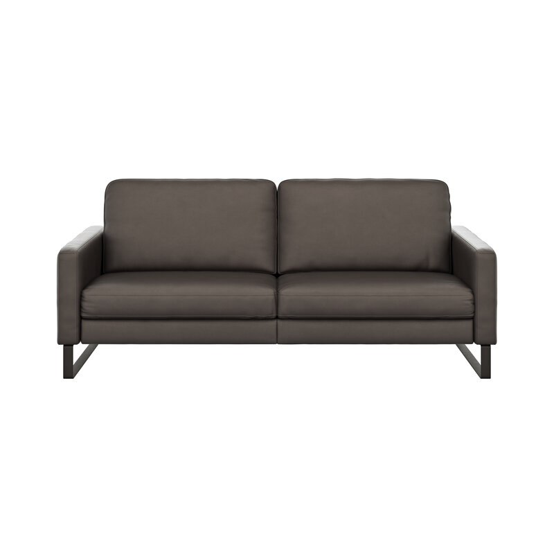 Sofa Enna - 3,5-Sitzer, Armlehne A, Leder, Schwarz, Kufe, Schwarz
