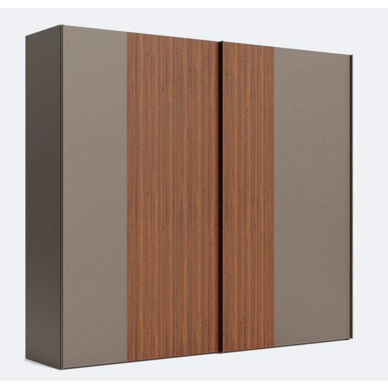 Schiebetürenschrank Matera - BHT ca. 262x236x60 cm, Lack Bisquit, Nussbaum