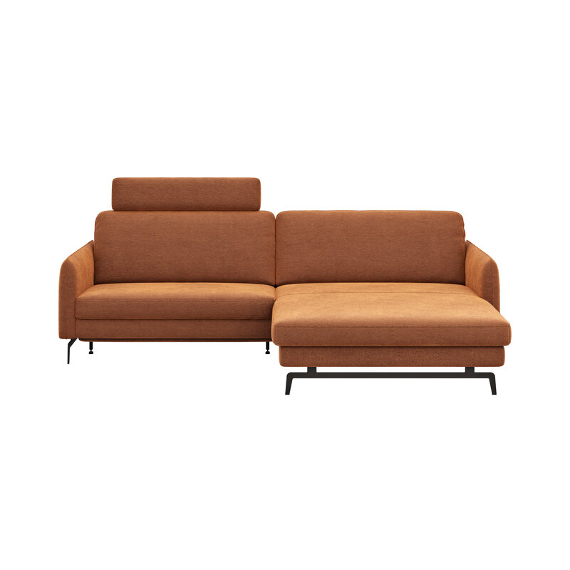 Ecksofa Enna - 1,75-Sitzer mit Longchair rechts, inkl. Relaxfunktion (motorisch), Stoff, Terracotta
