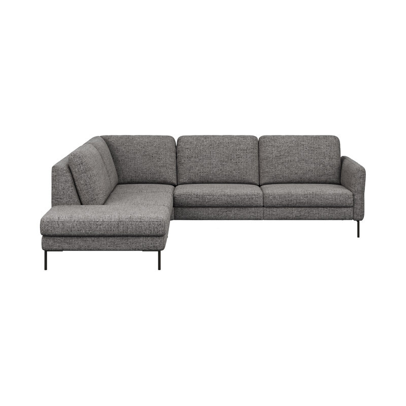 Ecksofa Enna - Ecke links, 3-Sitzer, Sitzvorzug (motorisch), Stoff, Graphit