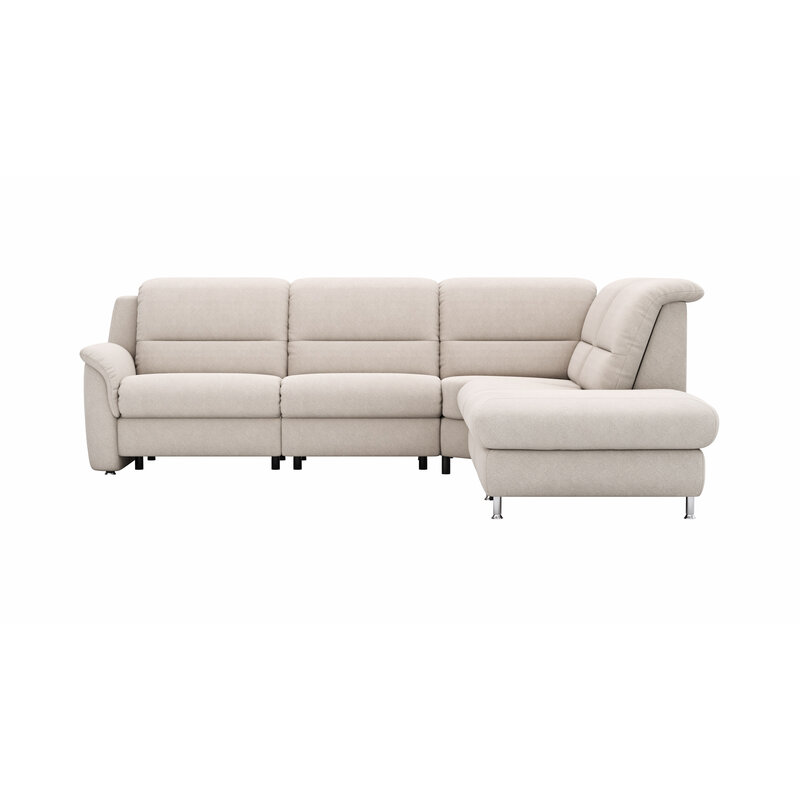 Ecksofa Cornella Plus - 2-Sitzer mit Ecke und Abschlussteil rechts inkl. Relaxfunktion (motorisch) und Kopfteilverstellung, Stoff, Rosé