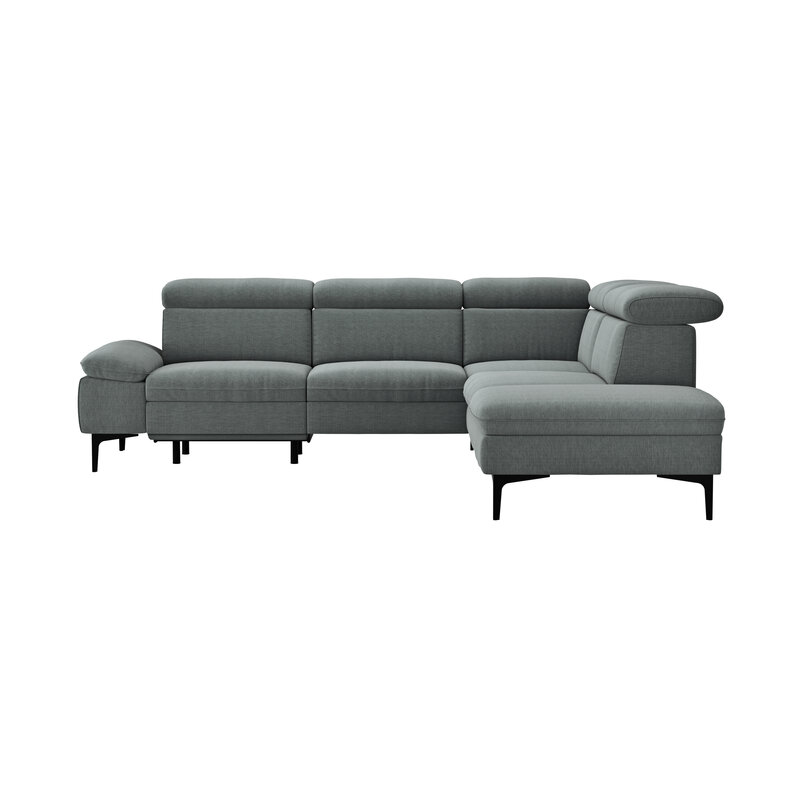 Ecksofa Felipa - 2,5-Sitzer mit Ecke rechts inkl. Armlehne verstellbar und Rückenlehne/Sitztiefe verstellbar (motorisch), Stoff, Grau