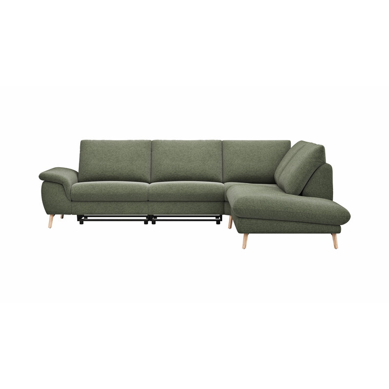 Ecksofa Gotera - 1,5-Sitzer med. + 1,5-Sitzer med. links mit Ecke und Abschlussteil rechts inkl. Rückenlehne verstellbar, Stoff, Olivgrün