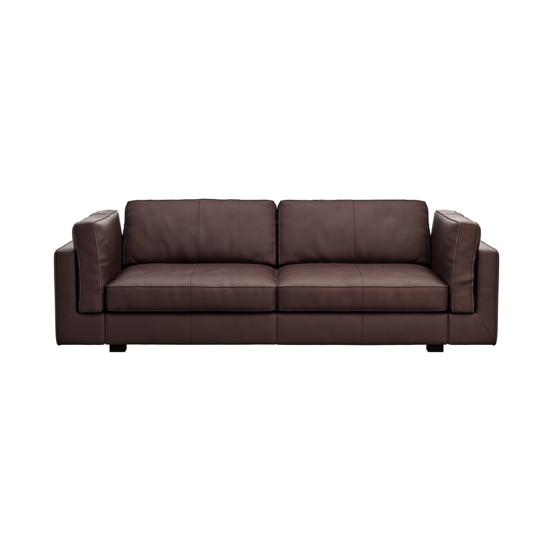 Sofa Aprino 3 - 3,5-Sitzer L, Dickleder, Dunkelbraun, Armlehne Kissen