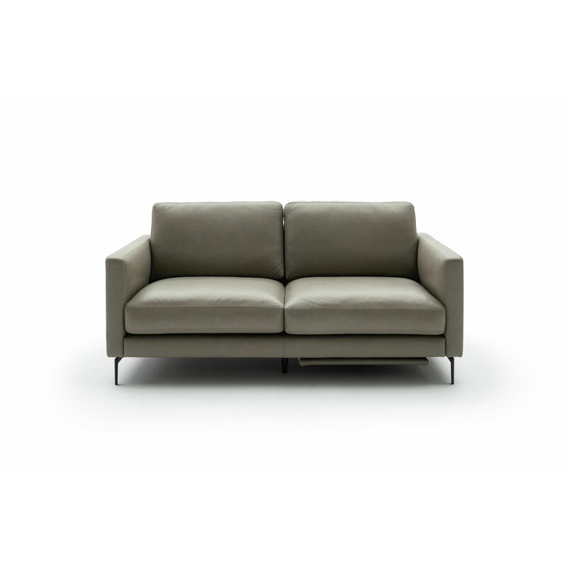 Sofa Cuneo Klassik - 2-Sitzer, Leder, Graubraun, Relaxfunktion, motorisch