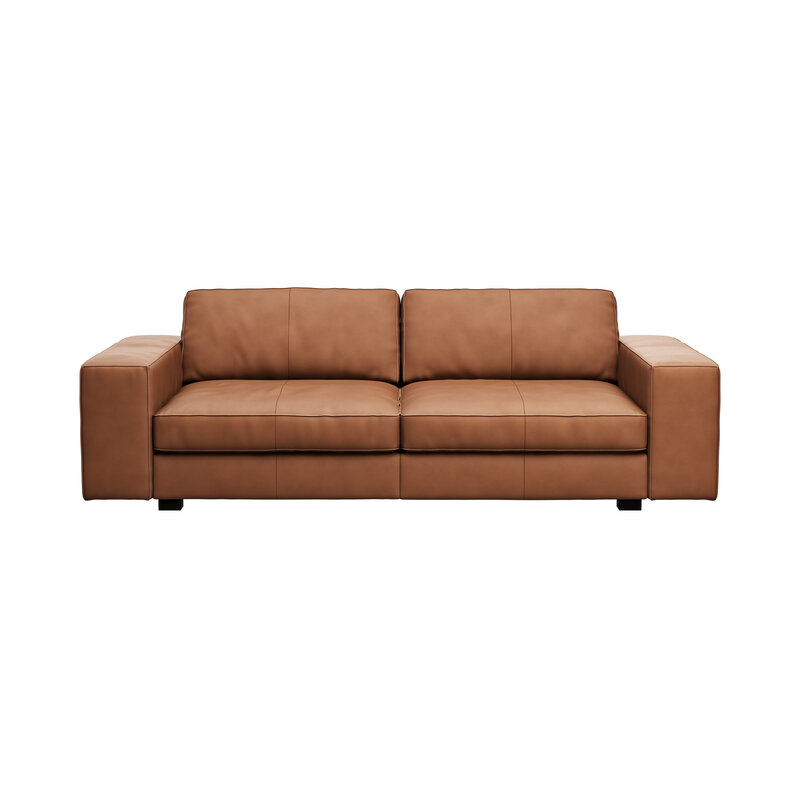 Sofa Aprino 1 - 3,5-Sitzer XL, Dickleder, Cognac, Armlehne Block breit