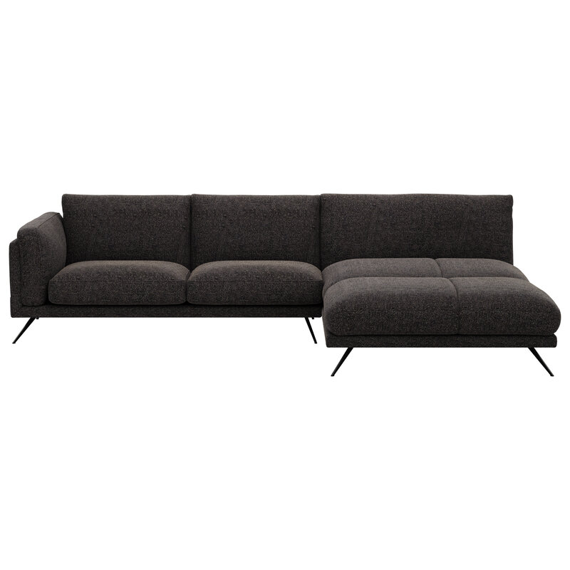 Ecksofa Valdemoro - 2,5-Sitzer mit Longchair rechts inkl. Rückenlehne verstellbar, Stoff, Anthrazit