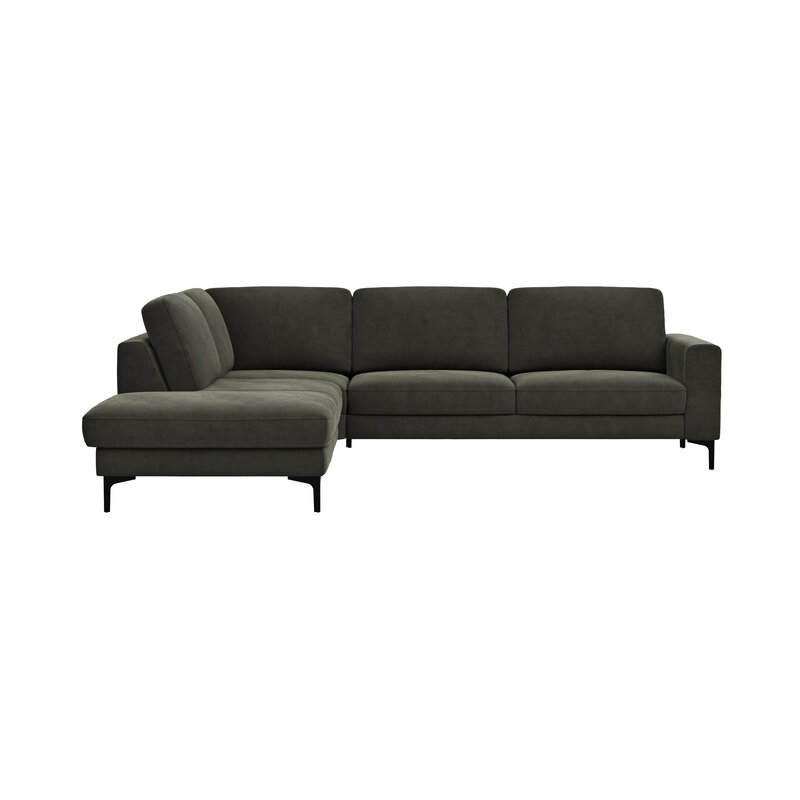 Ecksofa Oviedo - 2,5-Sitzer mit Ecke rechts, Stoff, Braungrün