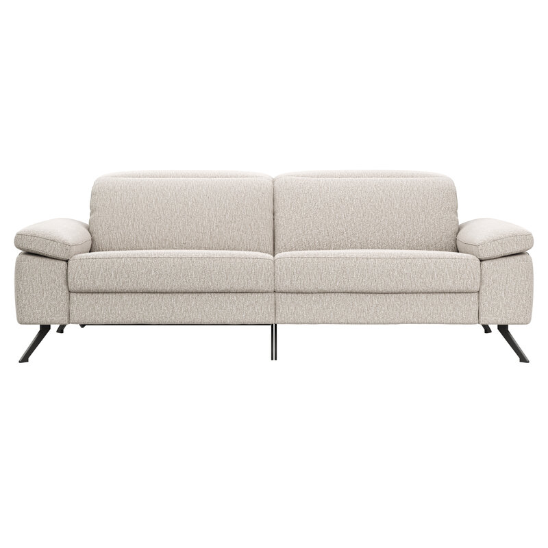 Sofa Rafaela 2.0 - 3-Sitzer inkl. 1x Relaxfunktion und Kopfteile verstellbar, Stoff, Champagner