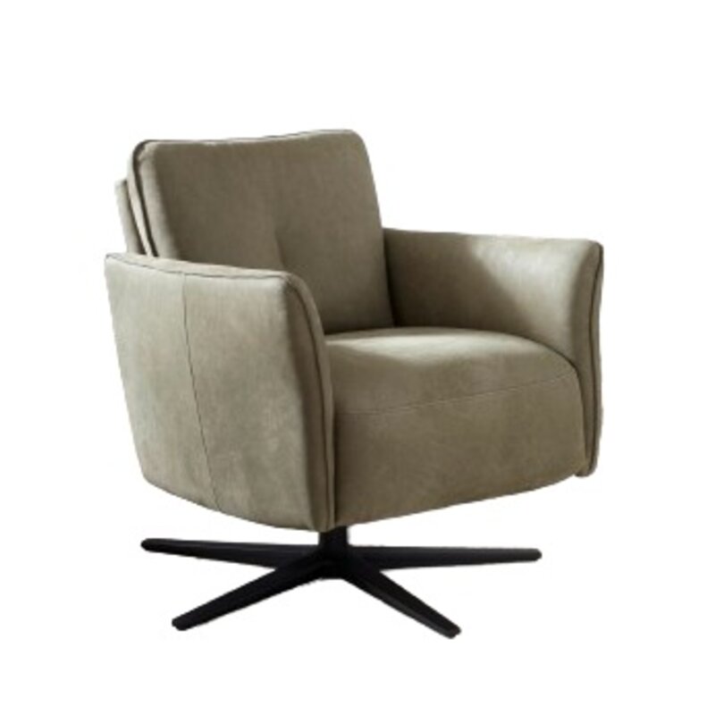 Sessel Amadena - Leder, Olivgrün