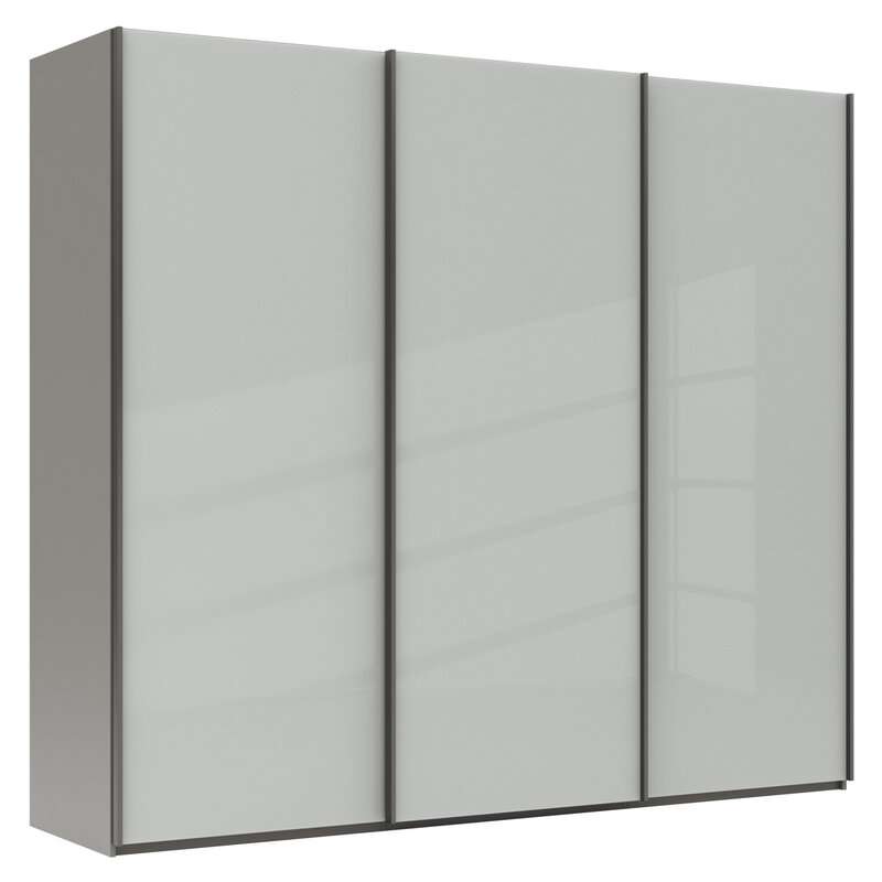 Schwebetürenschrank Marbella - B. ca. 250 cm, Glas, Weiß