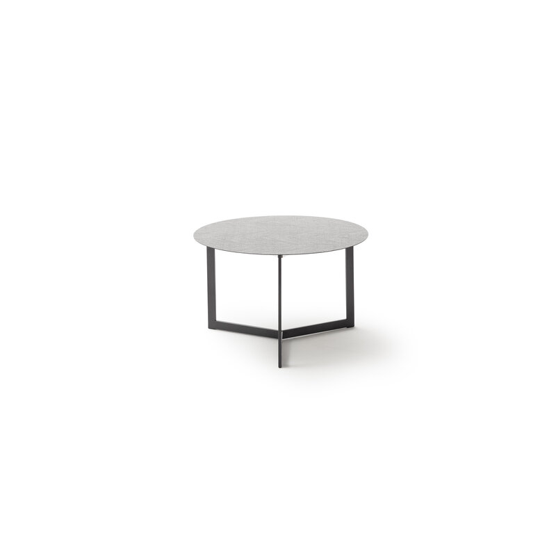 Beistelltisch Loretto - Rund 60cm, Metall, Platte Dekor Fishbone, Gestell Anthrazit