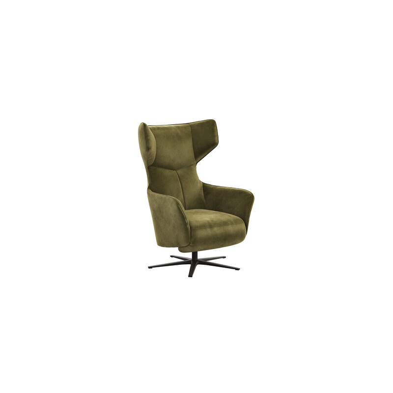Sessel Noto Relax II - Rückenlehne und Fußteil verstellbar (motorisch), Velour, Schlammgrün