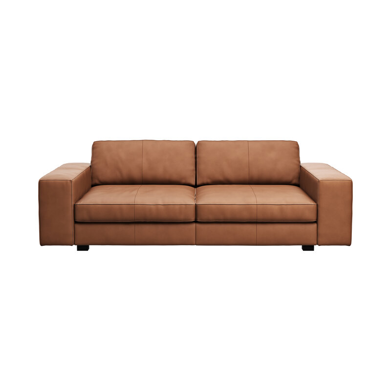 Sofa Aprino 1 - 3,5-Sitzer XXL, Dickleder, Cognac, Armlehne Block breit