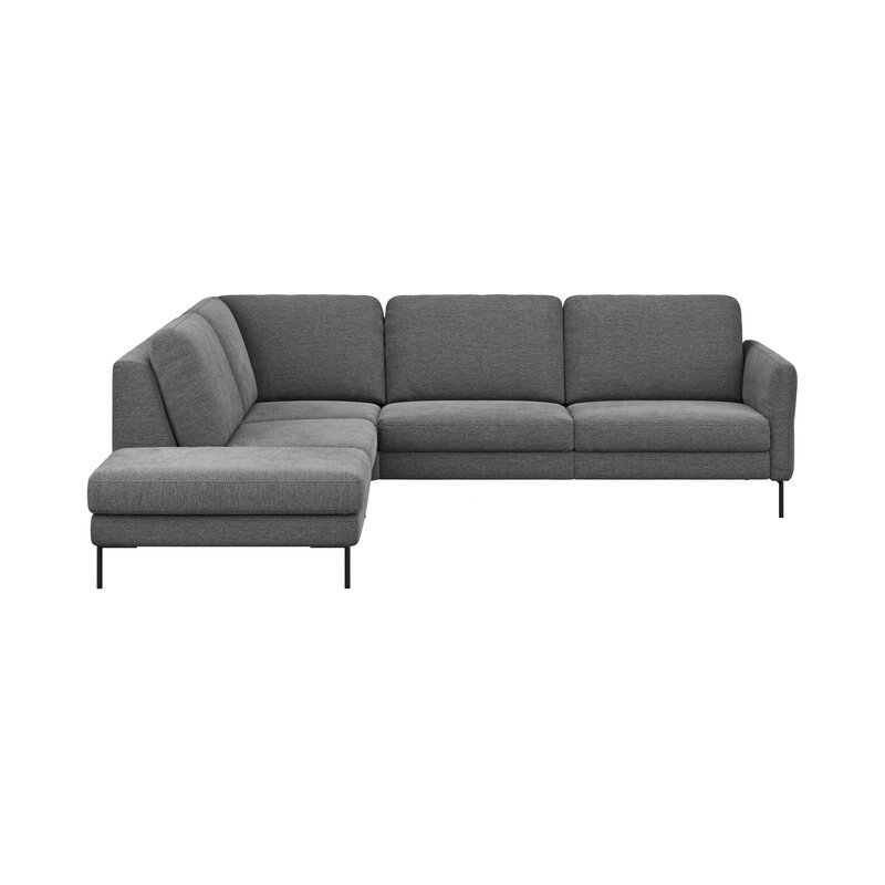 Ecksofa Enna - Ecke links, 3-Sitzer, Sitzvorzug (motorisch), Stoff, Anthrazit