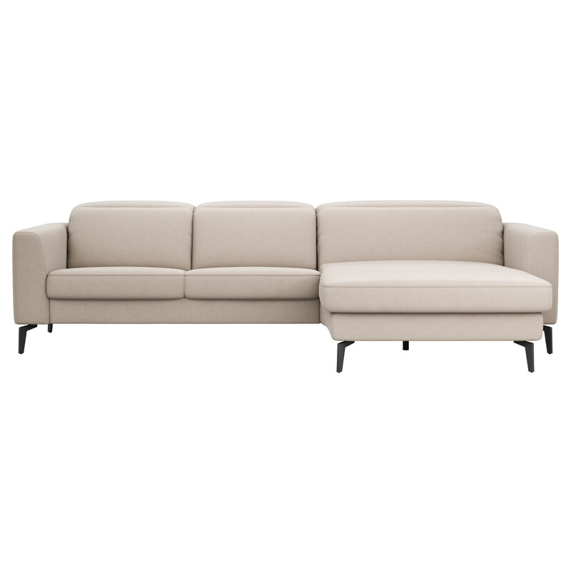 Ecksofa Rafaela 2.0 - 2,5-Sitzer mit Longchair rechts inkl. Sitzvorzug, Kopteilverstellung motorisch und Relaxfunktion motorisch im Longchair, Leder, Champagner